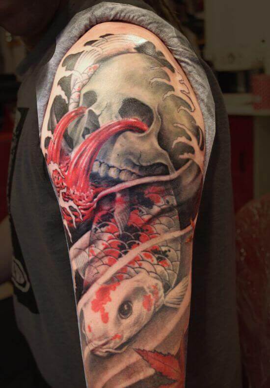 Best Japanese Skull Sleeve Tattoo Designs 2