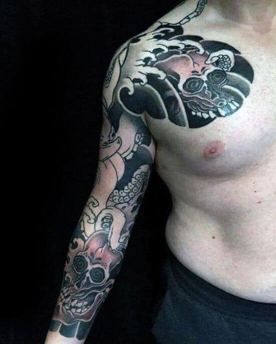 Best Japanese Skull Sleeve Tattoo Designs 4