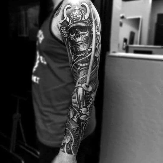 Best Japanese Skull Sleeve Tattoo Designs 5