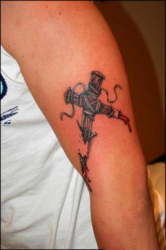 Blood Dripping Cross Tattoo