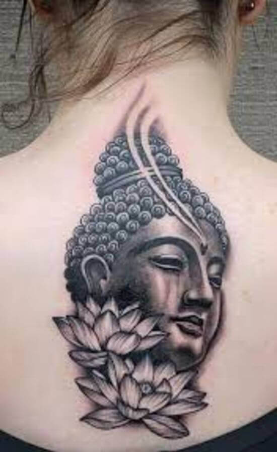 Buddha tattoo on Girl back