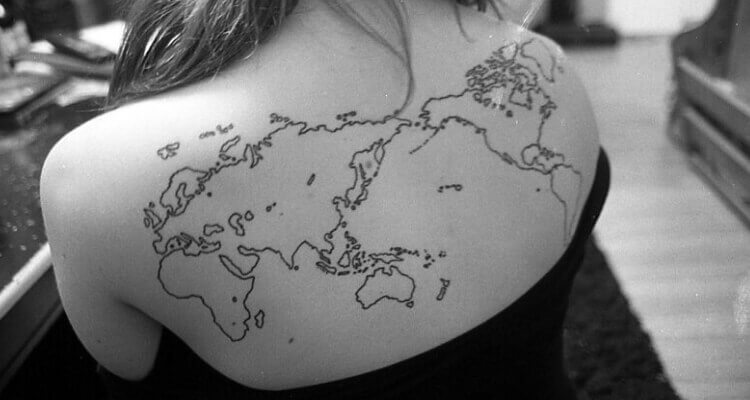 Country map tattoo on back