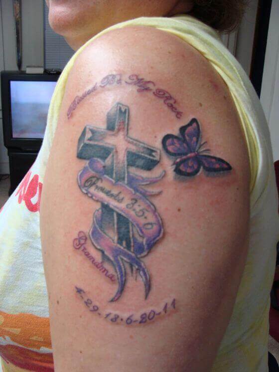 Grandma Memory Cross Tattoo Designs (1) (1)