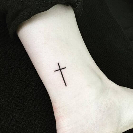 Simple Cross Tattoo on Nakle