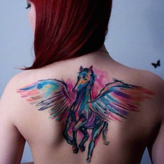 Colorful Pegasus tattoos