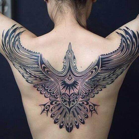 Eagle tattoo on girl back