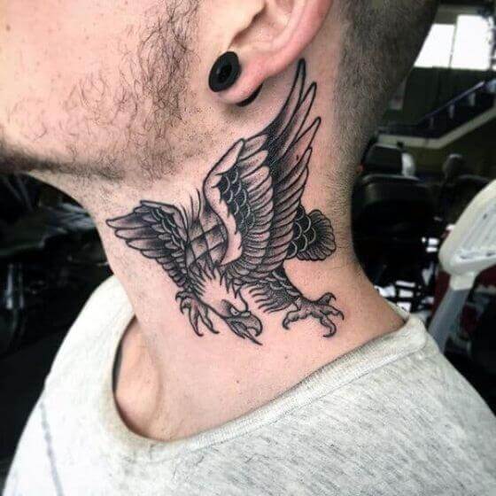 Eagle tattoo on neck