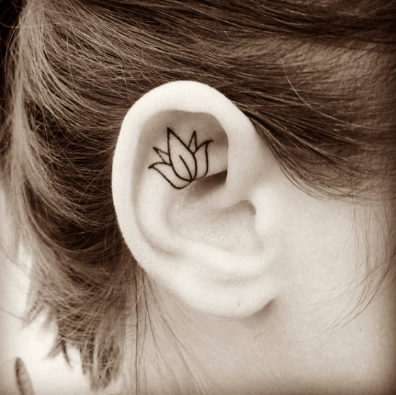 Flower tattoo designs on ear