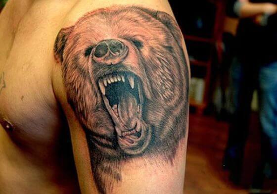 Grizzly-Bear-Tattoo-On-Left-Shoulder-For-Men