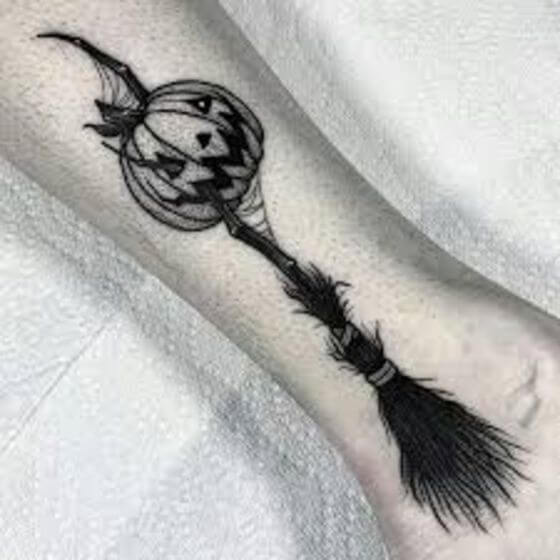 Witch Broom Halloween Tattoo ideas
