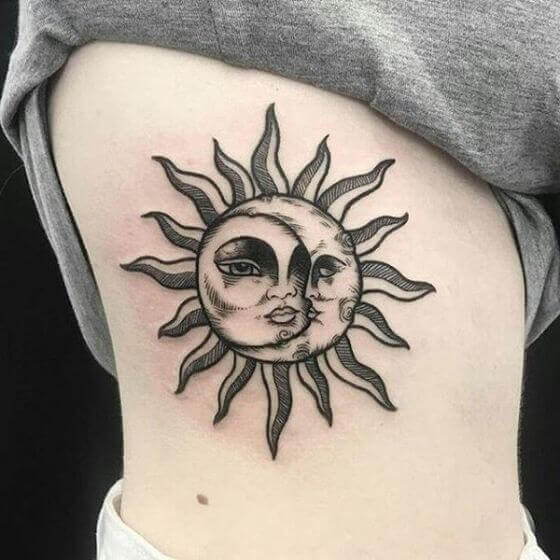 Combined Sun and Moon tattoo ideas