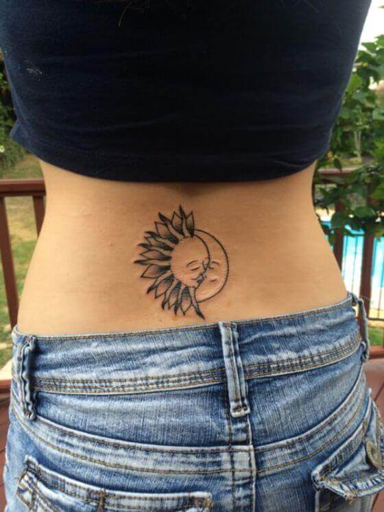 Lower Back sun and moon tattoo designs