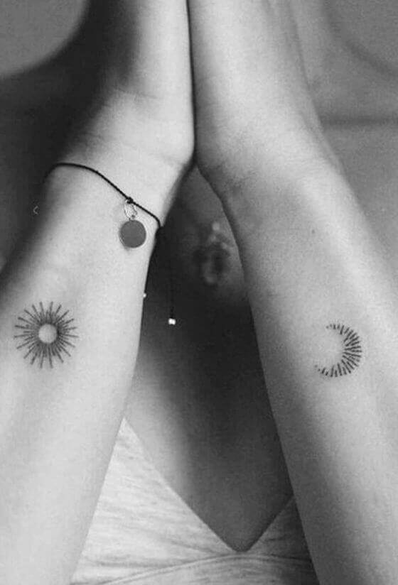 Minimalistic Sun and Moon Tattoos