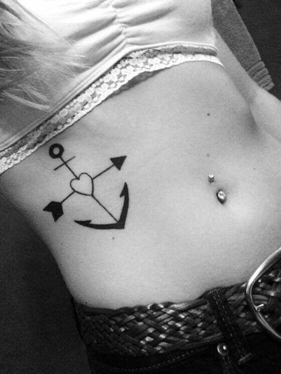 Anchor Stomach tattoo designs for women