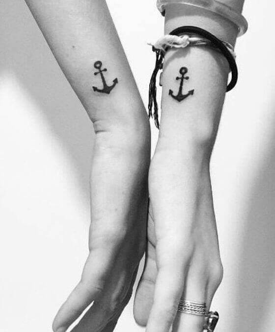 matching anchor heart tattoo