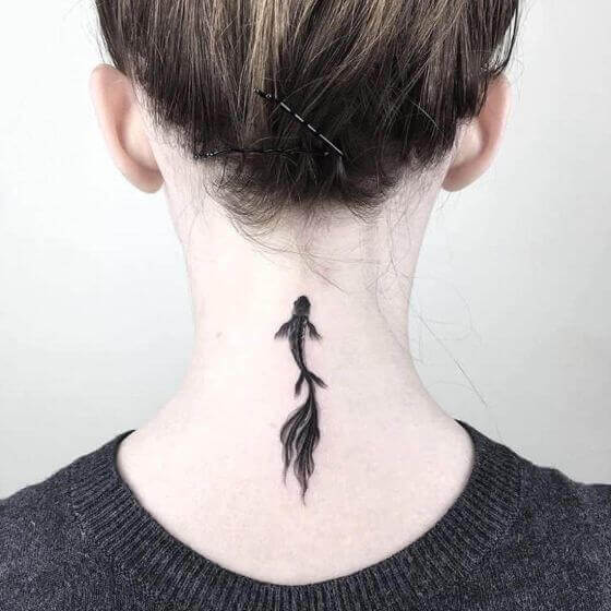 Cute Small Fish Tattoo ideas on women neck