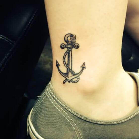 Small anchor tattoo on ankle