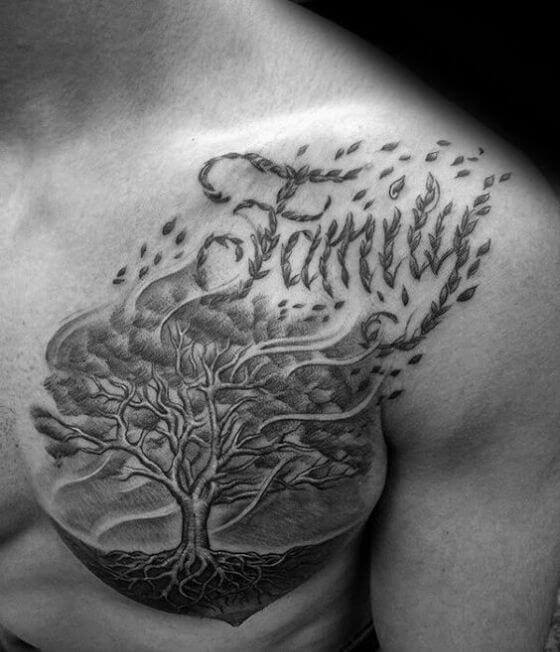 family Tree Tattoos on chest (1)