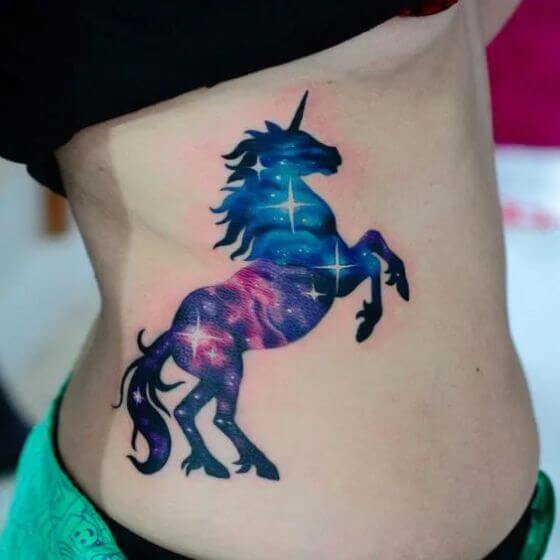 Best Colored Unicorn tattoo on ribcage