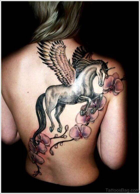 Best Full Unicorn tattoo on girl back