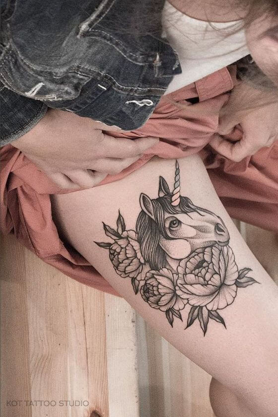 Best Leg Unicorn Tattoo girl