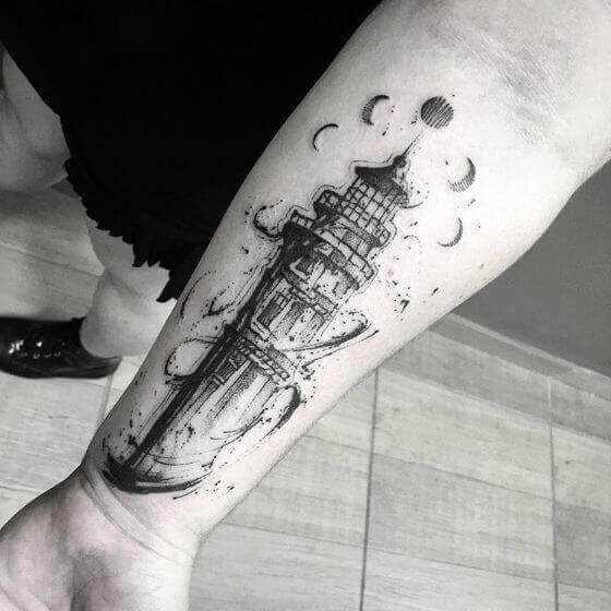 Japanese Lighthouse Tattoo Idea  BlackInk