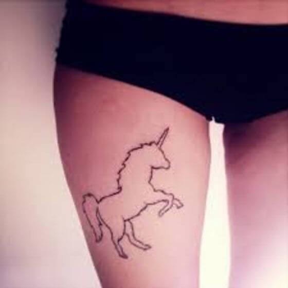 Best unicorn Outline Tattoo ideas on girl