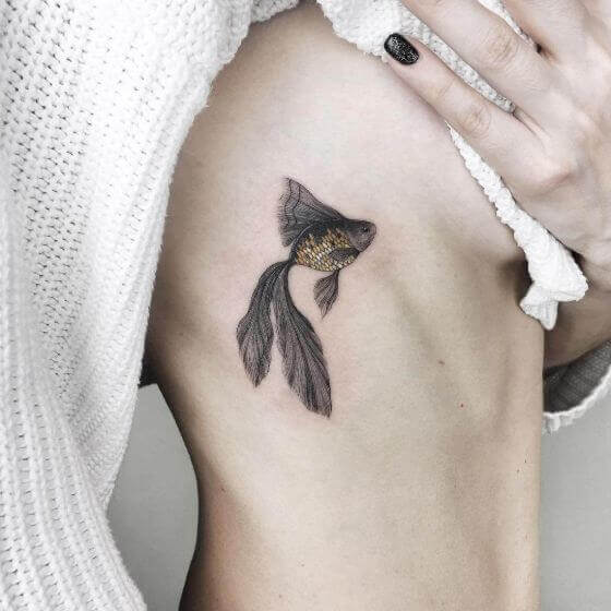 Black Fish Tattoo designs under boob