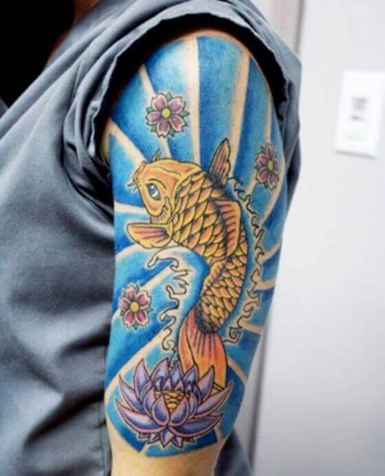 Blue Koi Fish Tattoo on forearm