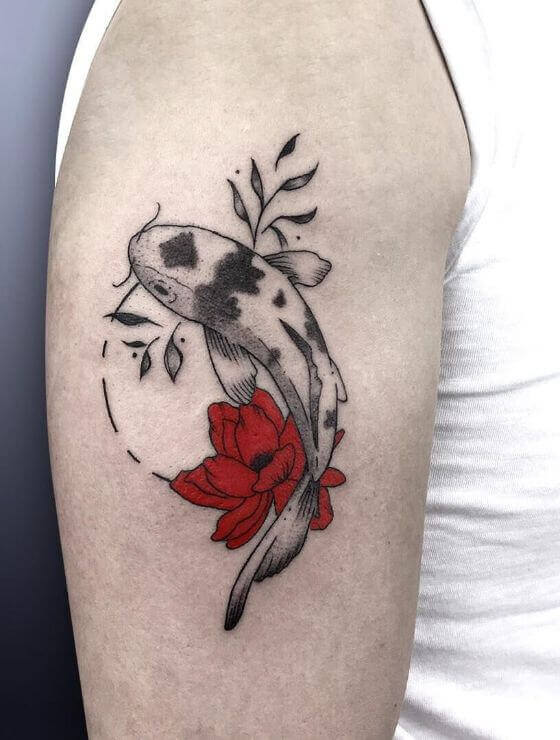 Best Fish with Flower Tattoo ideas 