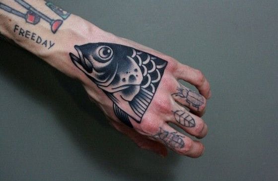 Fish Head Tattoo on Hand