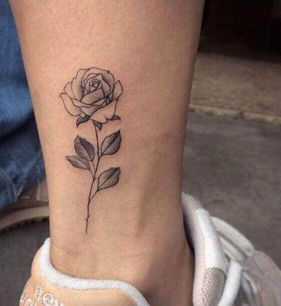 Rose tattoo on the ankle