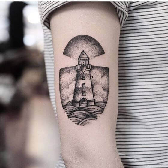 Simple lighthouse tattoo ideas for men