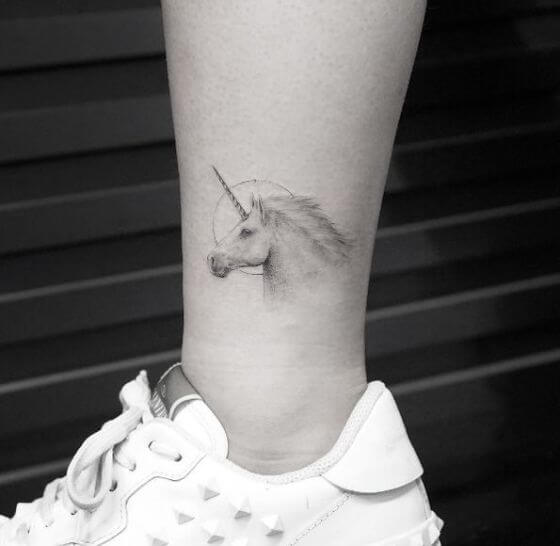 best Unicorn Head tattoo ideas on ankle