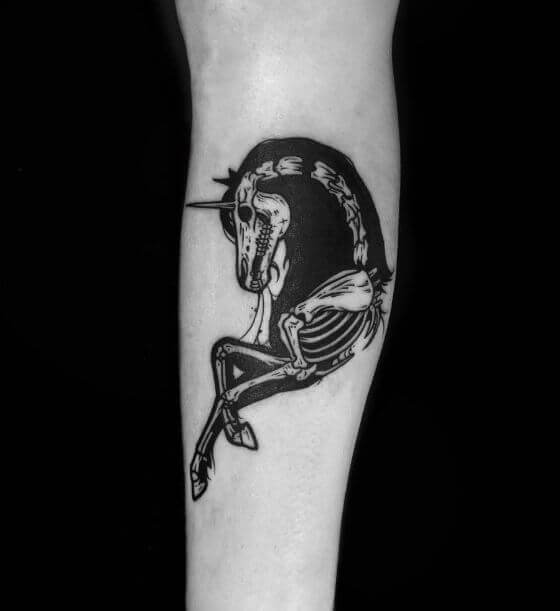 Best black half unicorn unique tattoo