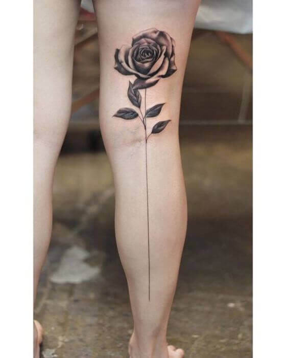 leg rose tattoo