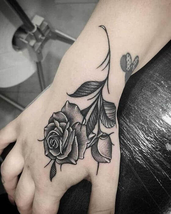 simple rose hand tattoos