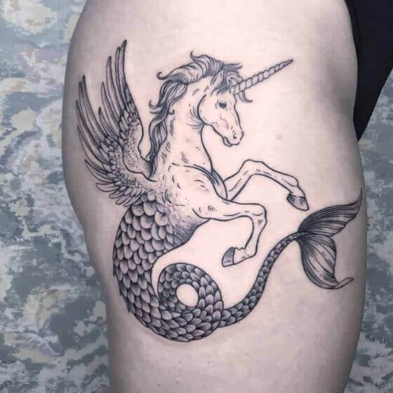 unique hip unicorn tattoo designs