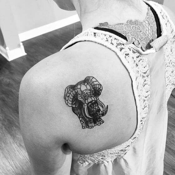 Elephant tattoo on shoulder