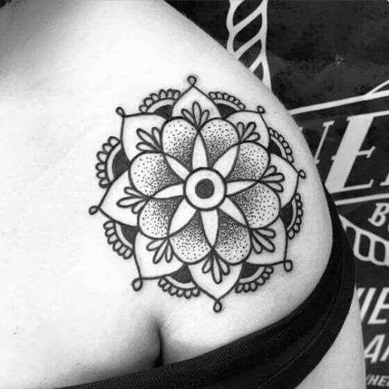 Female Mandala Flowers Shoulder tattoo designs