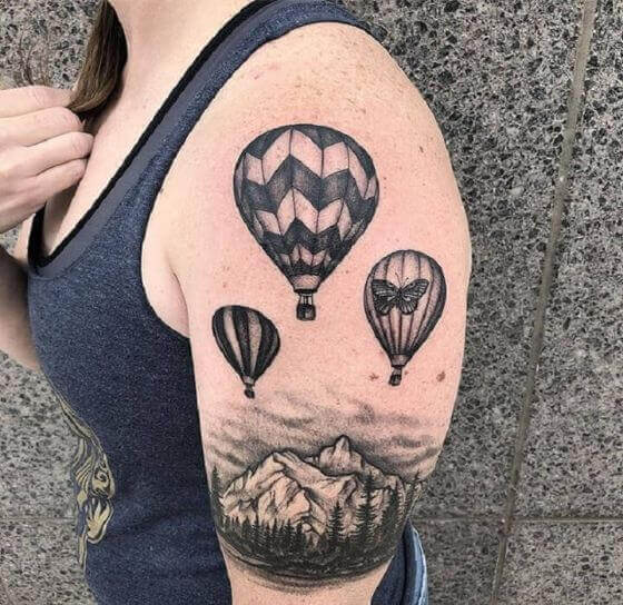 Hot Air Balloon shoulder tatoo
