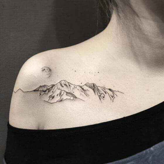 Landscape women shoulder Tattoo