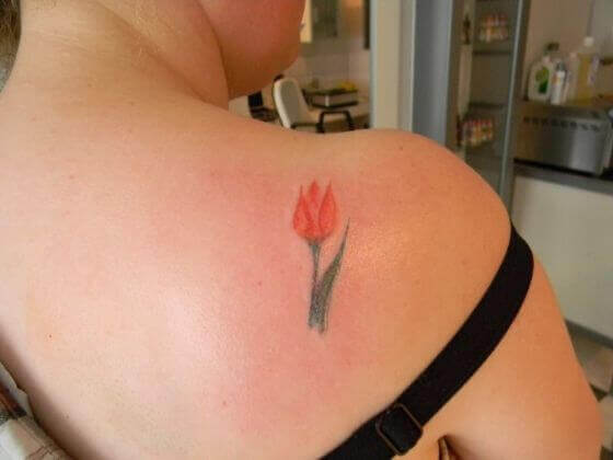 Tulip shoulder tattoos for girl