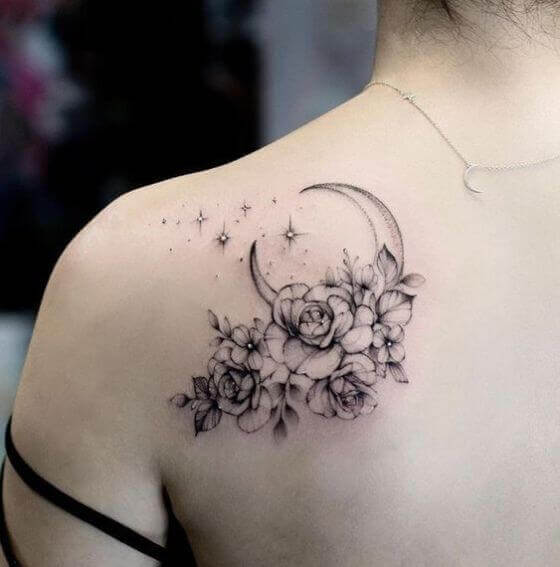 Unique Floral tattoo on shoulder