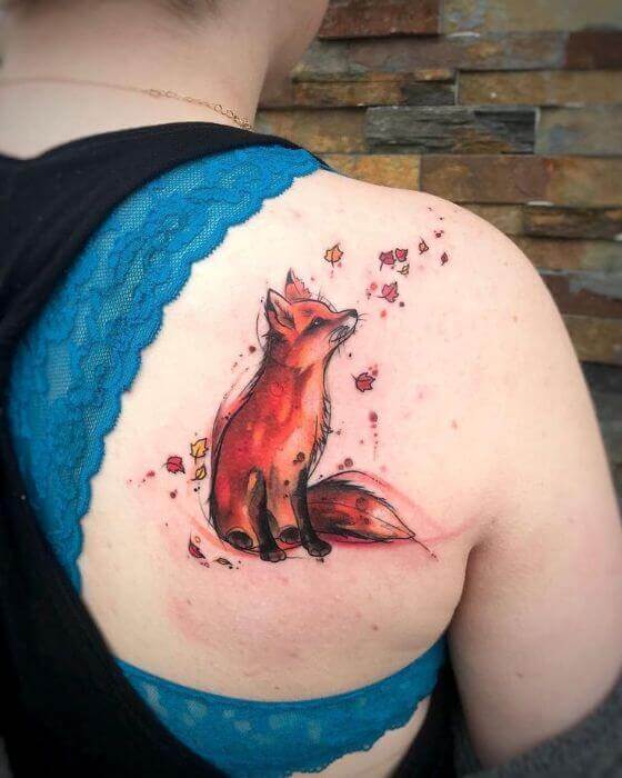 female Fox shoulder Tattoo designs