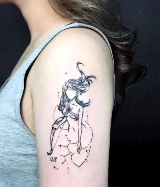 female Silhouette shoulder tatoos