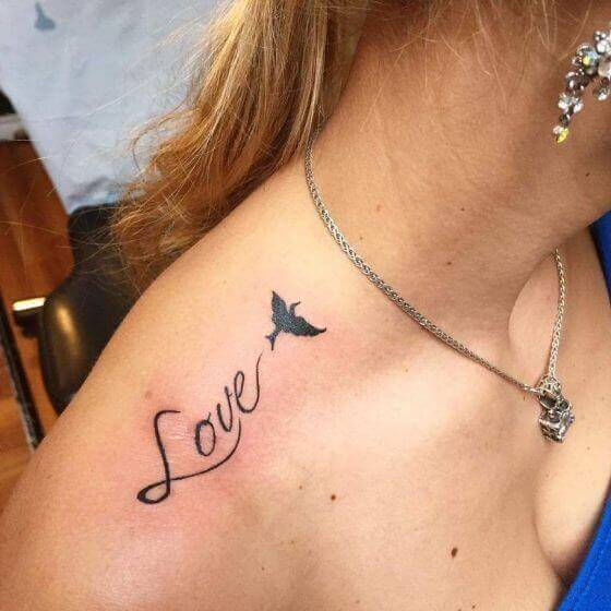 female love tattoo on soulder