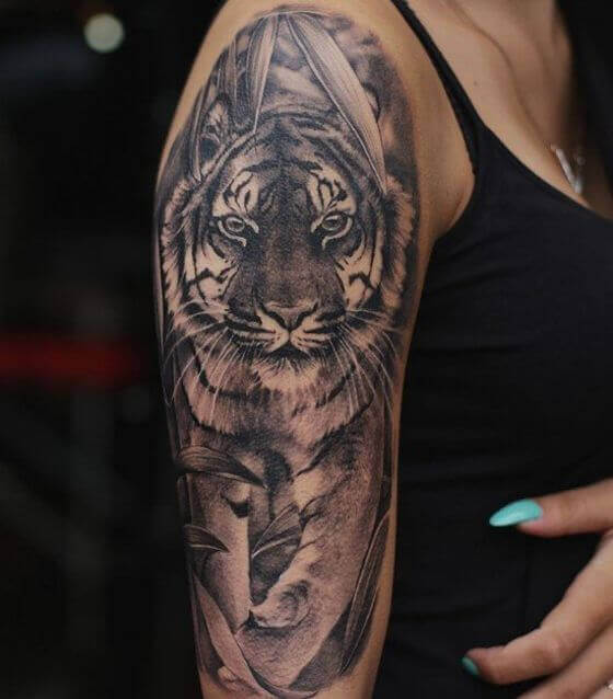 half sleeve tiger tattoo designs