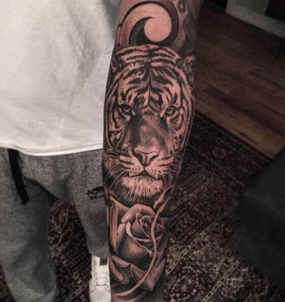 half tiger tattoo designs