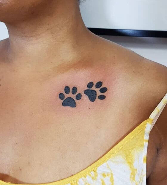 paw print tattoo women shoulder